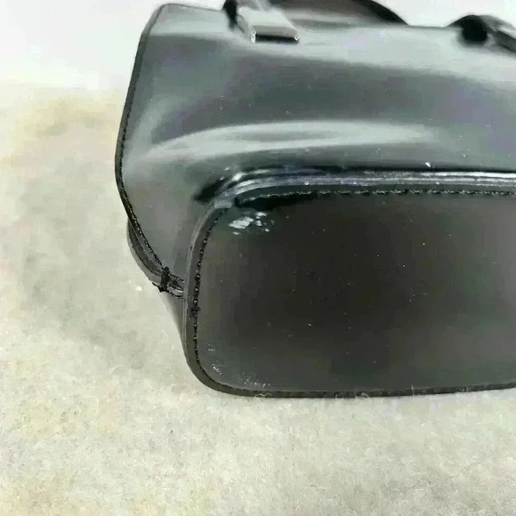 VINTAGE 90s Y2K Black Patent Leather Look Elegant Handbag Purse Women Small - Picture 7 of 13